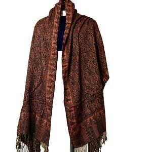 Pashmina Brown‎ Shawl Scarf Wrap Accessory 28" x 79" w/ Fringe Detail